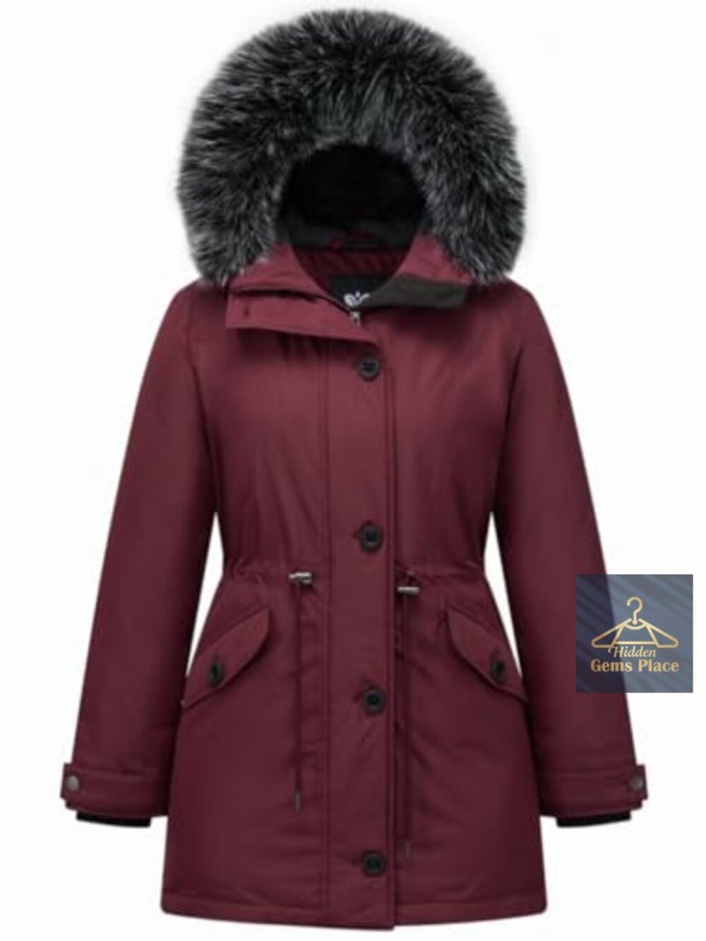 Women's Winter Puffer Coat Quilted Jacket Faux Fur Trim Parka with Hood